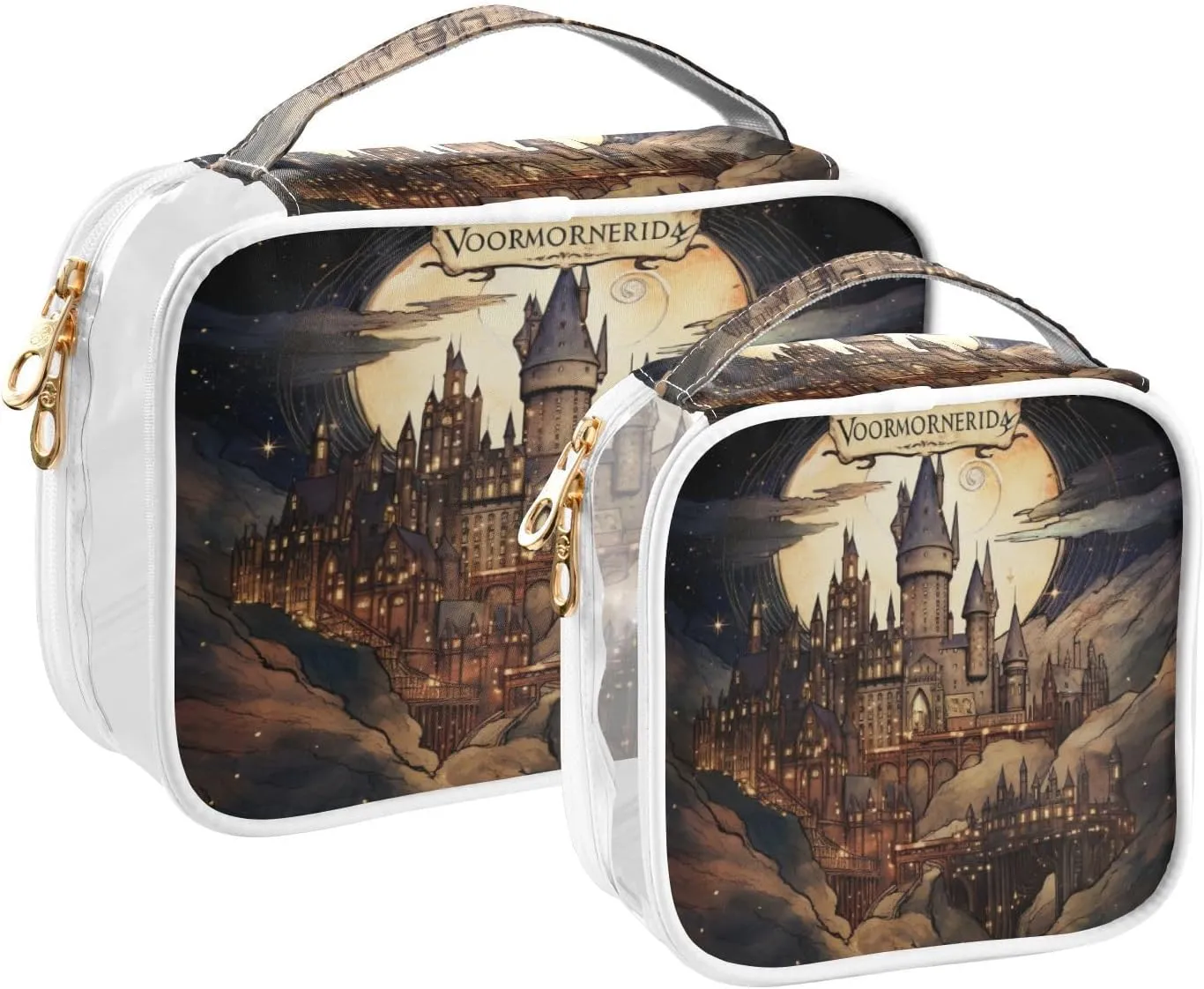 GAIGEO Masterful Castle Map Tsa Approved Cosmetic Bag, Bag for Cosmetics, Womens Toiletries Bag, 2 Pack