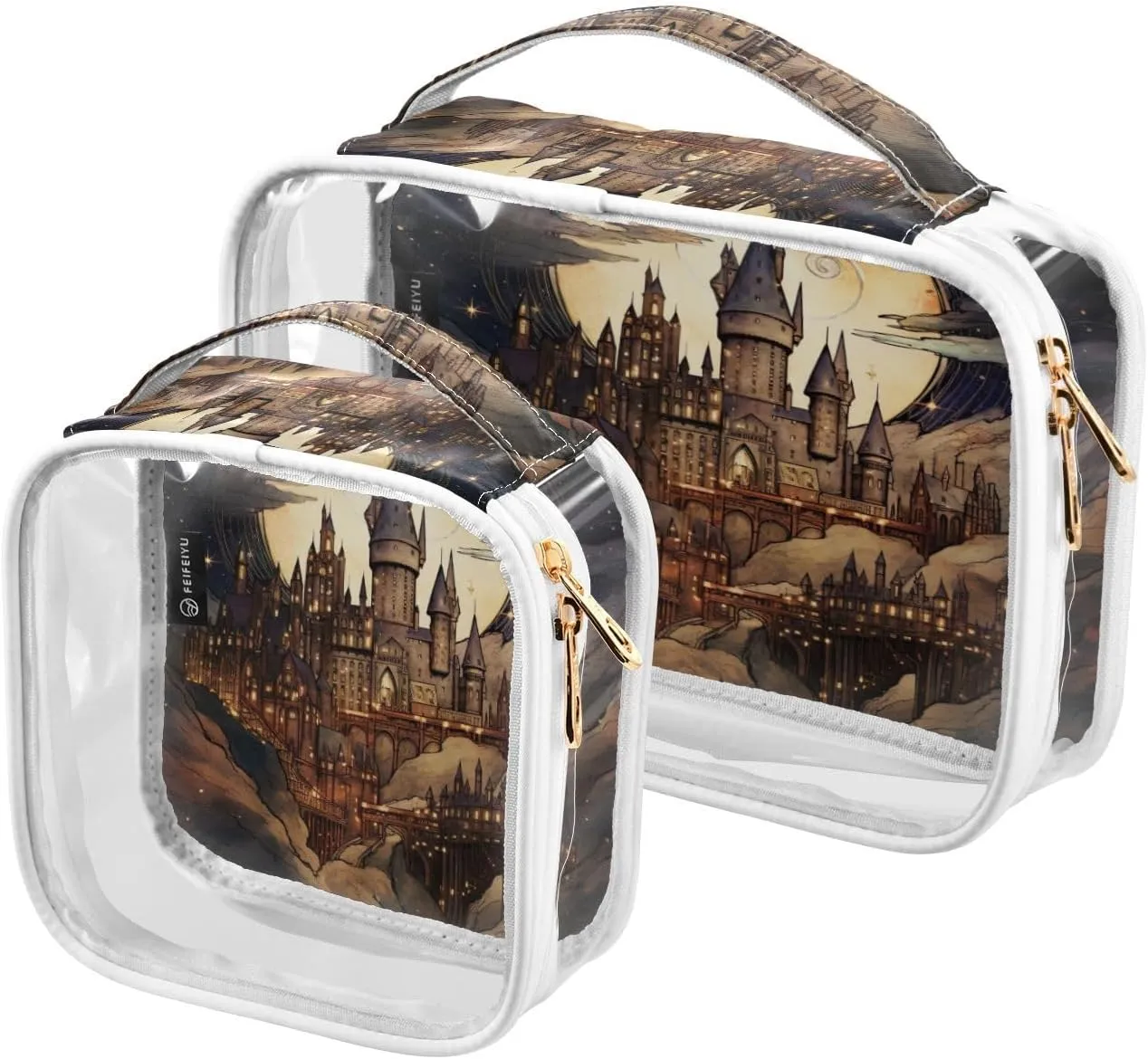 GAIGEO Masterful Castle Map Tsa Approved Cosmetic Bag, Bag for Cosmetics, Womens Toiletries Bag, 2 Pack