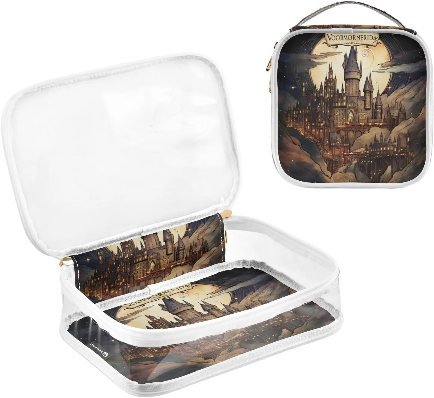 GAIGEO Masterful Castle Map Tsa Approved Cosmetic Bag, Bag for Cosmetics, Womens Toiletries Bag, 2 Pack