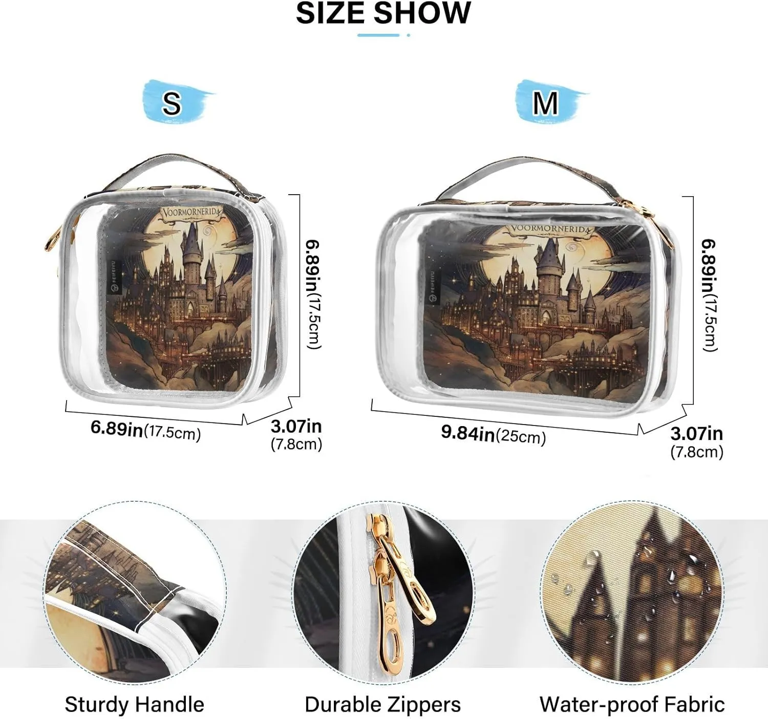 GAIGEO Masterful Castle Map Tsa Approved Cosmetic Bag, Bag for Cosmetics, Womens Toiletries Bag, 2 Pack