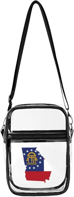 Georgia State Flag Map Clear Stadium Crossbody Bag Small Shoulder Purse Adjustable Strap Handbag for Women Men