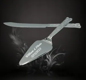 GIFTS INFINITY Personalized Custom Wedding Cake Knife and Server Set Free Engraving - Valentine's Day Gift (Ck-1S) (CK-1)