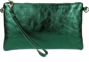 Girly HandBags Womens Italian Snake Skin Metallic Leather Clutch Bag