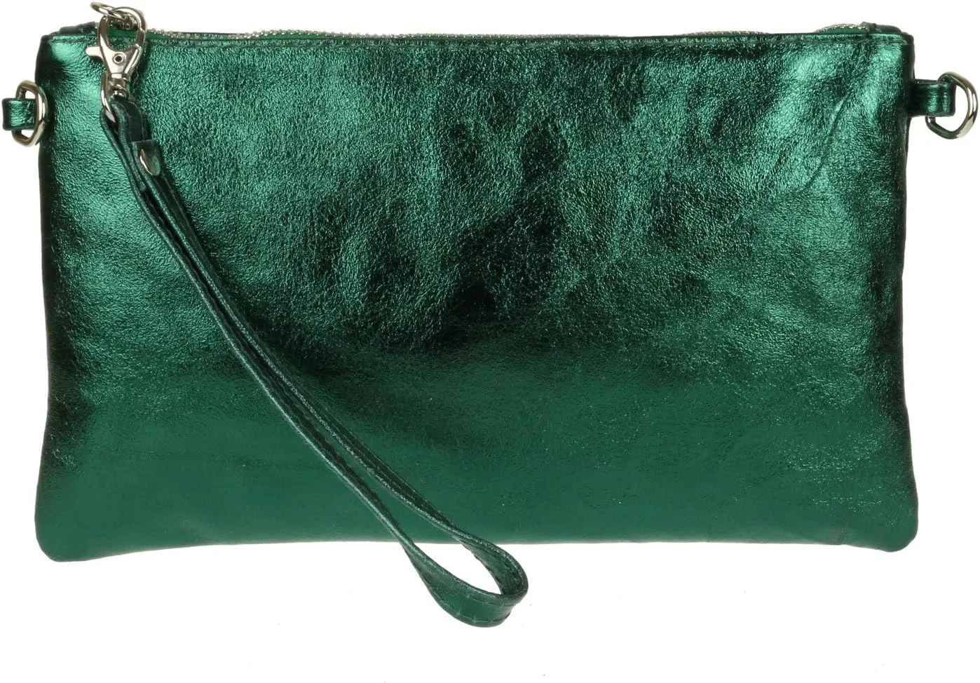 Girly HandBags Womens Italian Snake Skin Metallic Leather Clutch Bag
