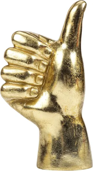 Gold Decor “Good Job” “Thumb Up” ASL Hand Sign, Classic Gesture Hand Sculpture for Christmas New Year Birthday 8.46 inch Polyresin Figurine