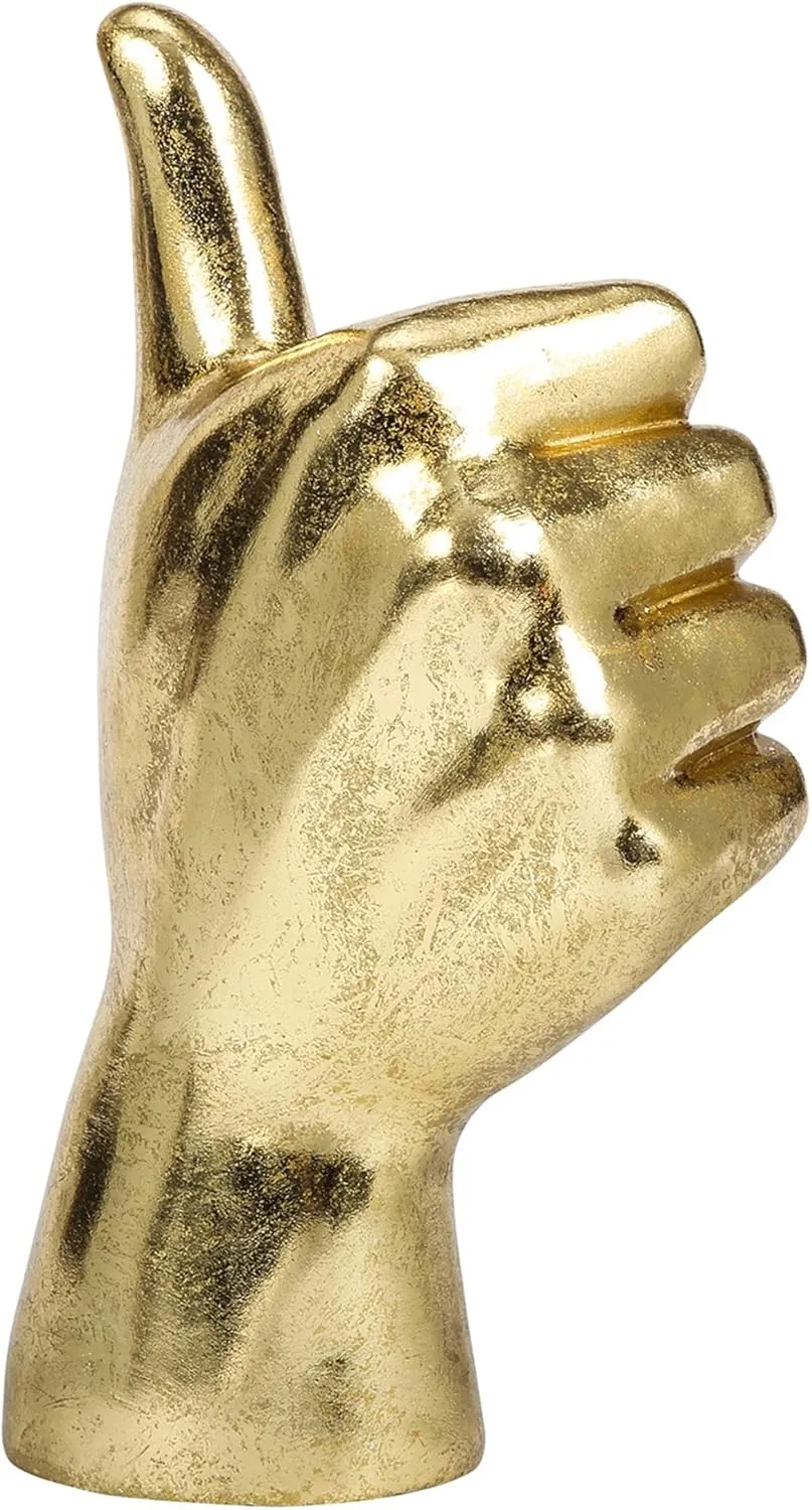 Gold Decor “Good Job” “Thumb Up” ASL Hand Sign, Classic Gesture Hand Sculpture for Christmas New Year Birthday 8.46 inch Polyresin Figurine