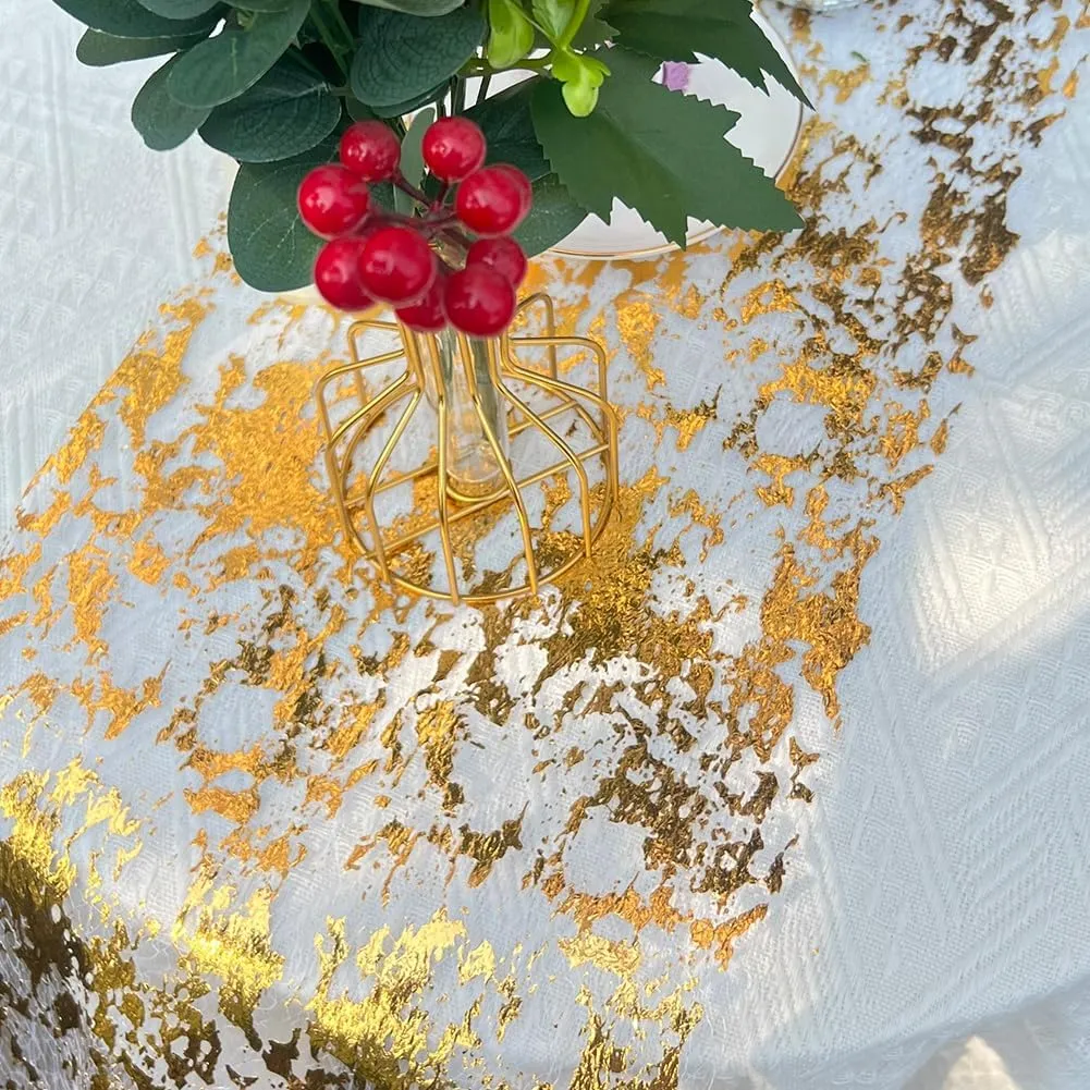 Gold Table Runner,Sequin Glitter Foil Metallic Thin Mesh Table Runner Roll 11 Inch x 100 Feet, Golden Table Decorations for Event Party, Wedding, Birthday Party , Christmas