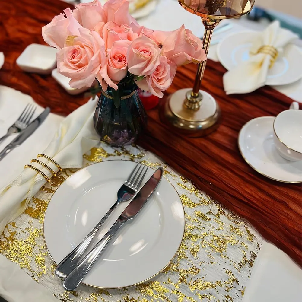 Gold Table Runner,Sequin Glitter Foil Metallic Thin Mesh Table Runner Roll 11 Inch x 100 Feet, Golden Table Decorations for Event Party, Wedding, Birthday Party , Christmas