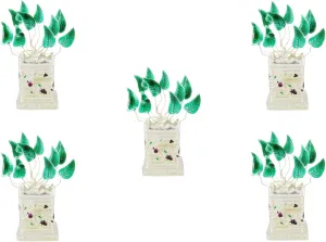 GoldGiftIdeas Silver Plated Tulsi Plant, Pooja Items for Home, Religious Return Gift for Wedding and Housewarming with Designer Potli Bags (Pack of 5)