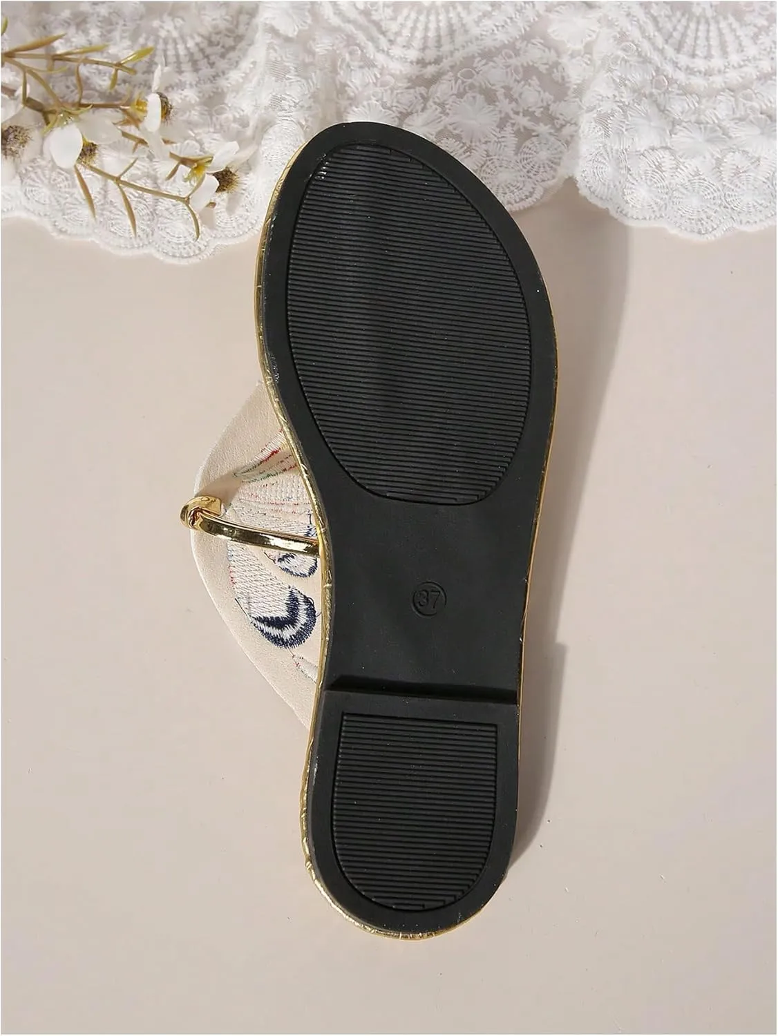 GORGLITTER Women's Butterfly Metallic Thong Sandals Open Toe Slip On Flip Flops Slippers