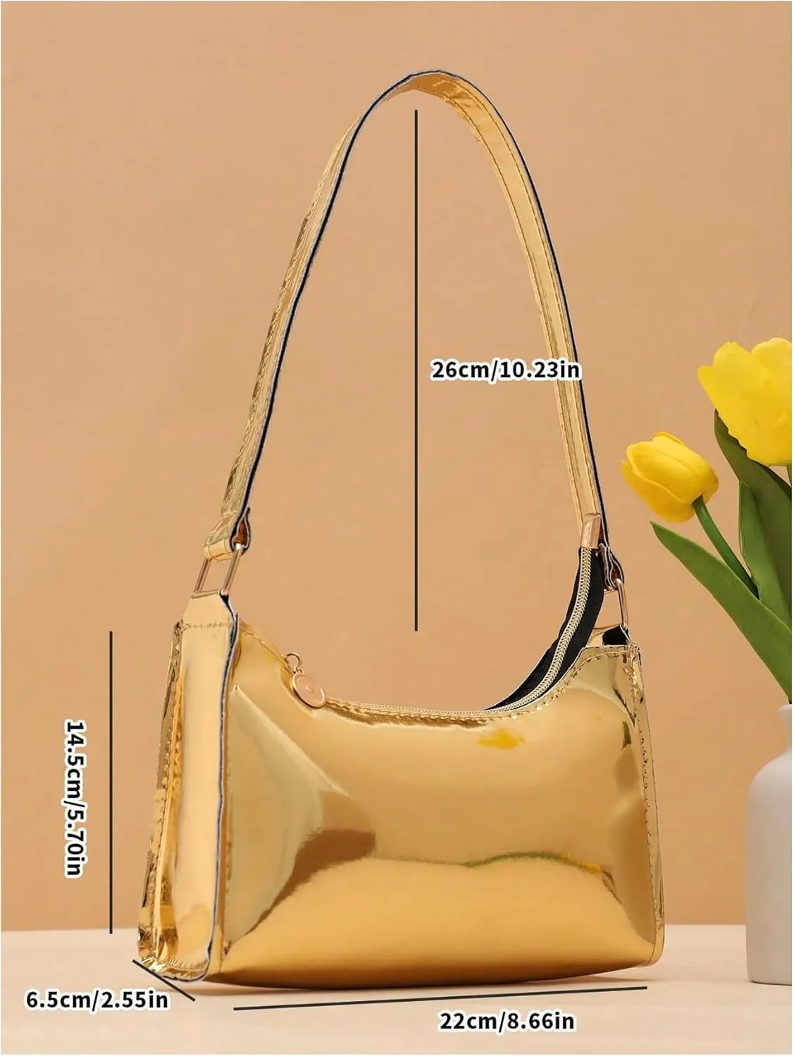 GORGLITTER Women's Metallic Square Mini Bag Top Handle Y2K Purse Party Shoulder Handbags