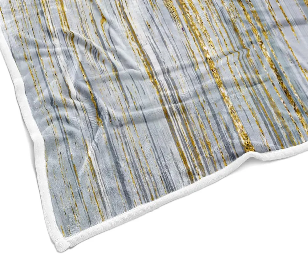 Green Golden Fleece Throw Blanket - Olive Abstract Stripes Sherpa for Boys Teens Decor - Geometric Plush Dark Emerald Modern Fuzzy for Home Sofas Couches Beds 50x60
