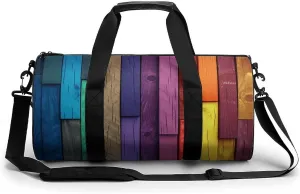Gym Bag Colored Wood Duffel Bag for Men Women Overnight Bag with Shoe Compartment Workout Bags