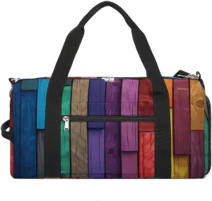 Gym Bag Colored Wood Duffel Bag for Men Women Overnight Bag with Shoe Compartment Workout Bags
