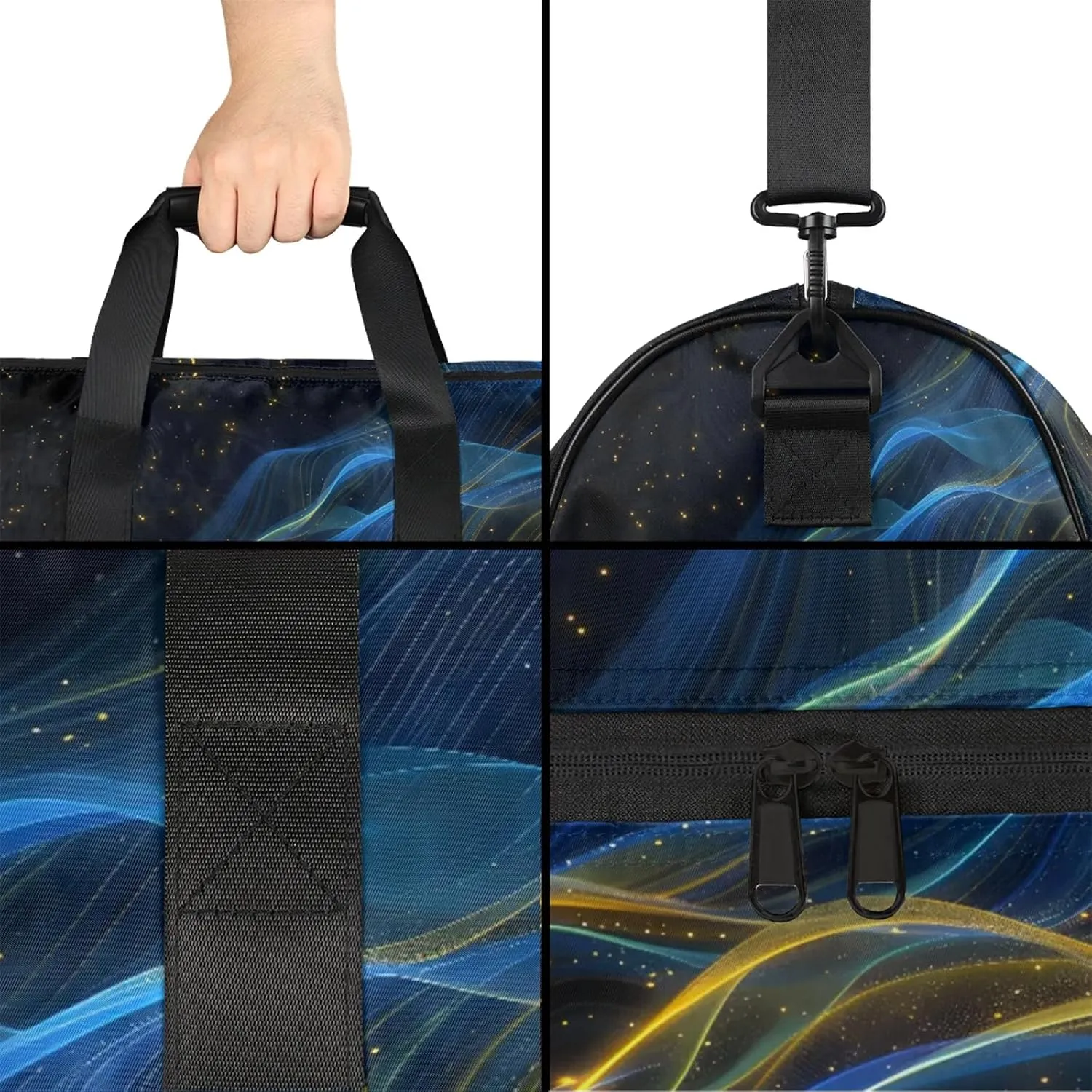 Gym Bag for Women Men Universe Geometric Galaxy Travel Duffle Bag with Shoe Compartment Waterproof Sports Tote Bags Large Overnight Weekender Bags for Travel Swimming Gym Yoga Dance