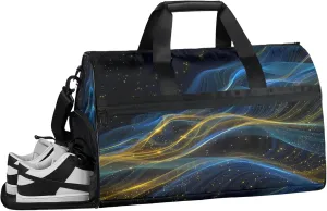 Gym Bag for Women Men Universe Geometric Galaxy Travel Duffle Bag with Shoe Compartment Waterproof Sports Tote Bags Large Overnight Weekender Bags for Travel Swimming Gym Yoga Dance