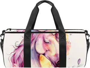 Gym Bags for Men,Travel Duffel Bags for Women,Colored Flower Bush Unicorn,Workout Bag