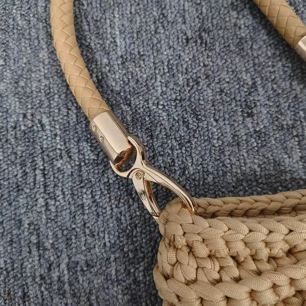 Handmade Crochet Seashell Purse with Pearl Chain Summer Woven Handbag Small Shell Crossbody Beach Bag