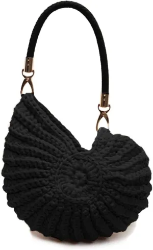 Handmade Crochet Seashell Purse with Pearl Chain Summer Woven Handbag Small Shell Crossbody Beach Bag