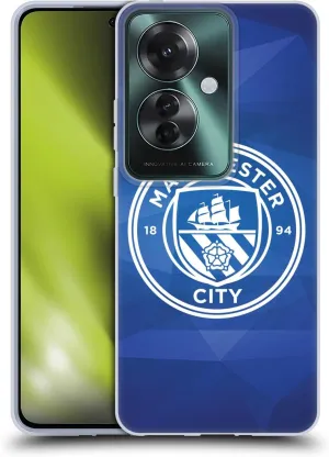 Head Case Designs Officially Licensed Manchester City Man City FC Obsidian White Mono Badge Geometric Soft Gel Case Compatible with Oppo Reno11 F 5G / F25 Pro 5G