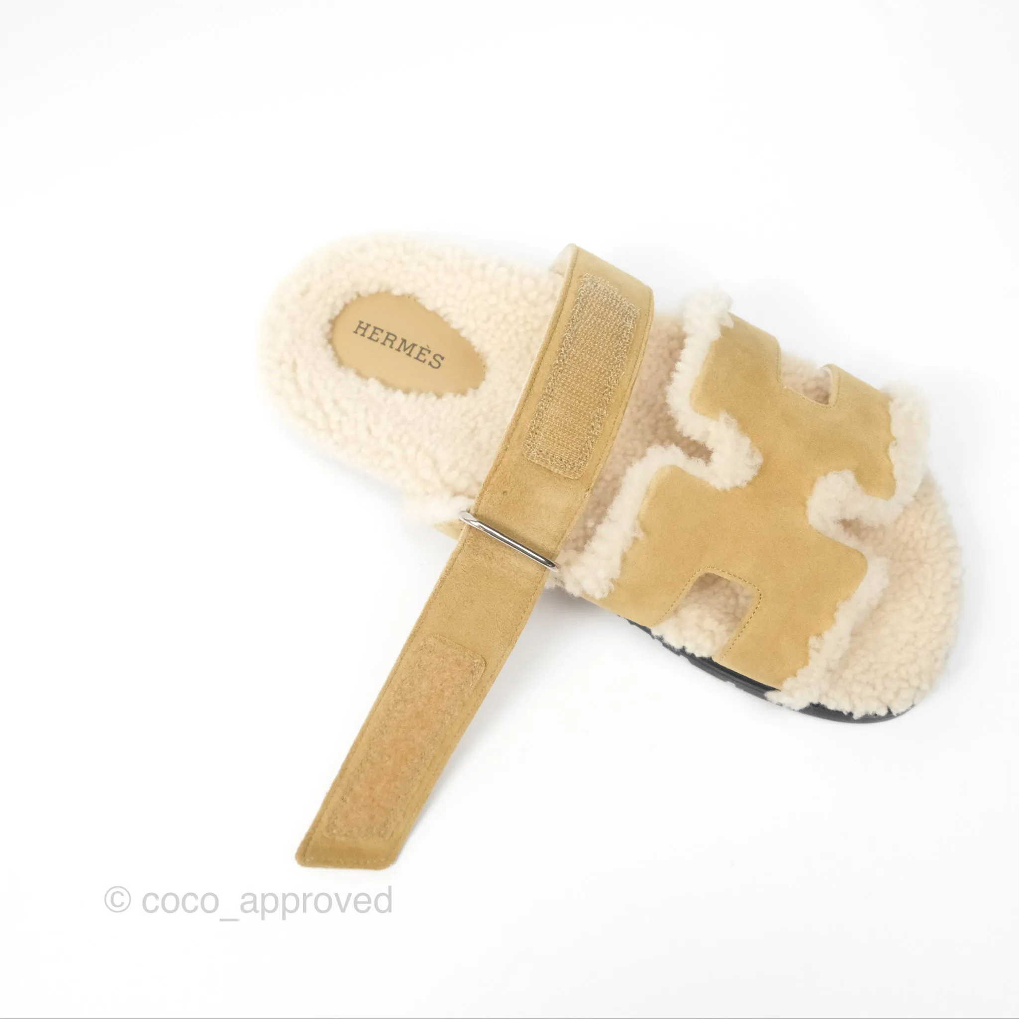 Hermès Chypre Sandal Shearling Beige Albâtre / Écru Suede Goatskin