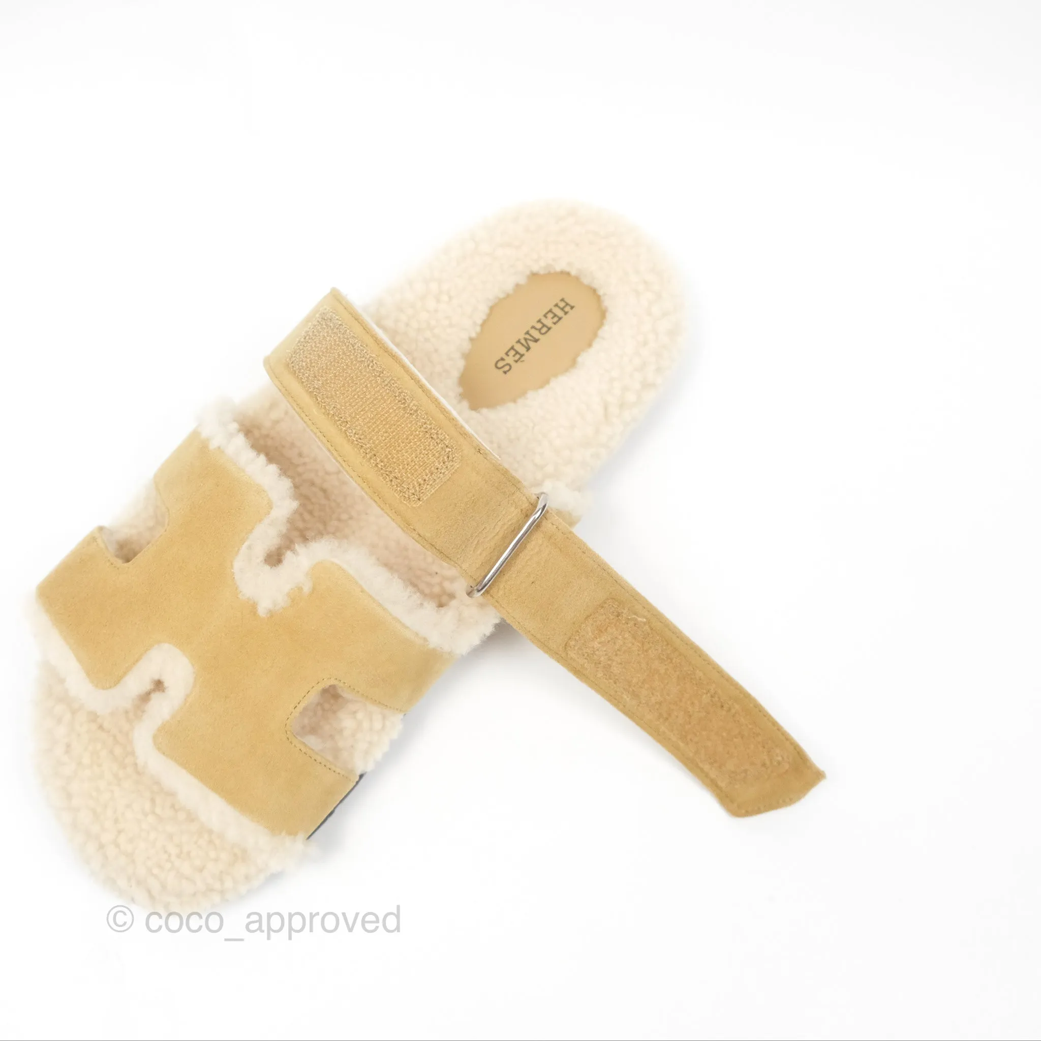 Hermès Chypre Sandal Shearling Beige Albâtre / Écru Suede Goatskin