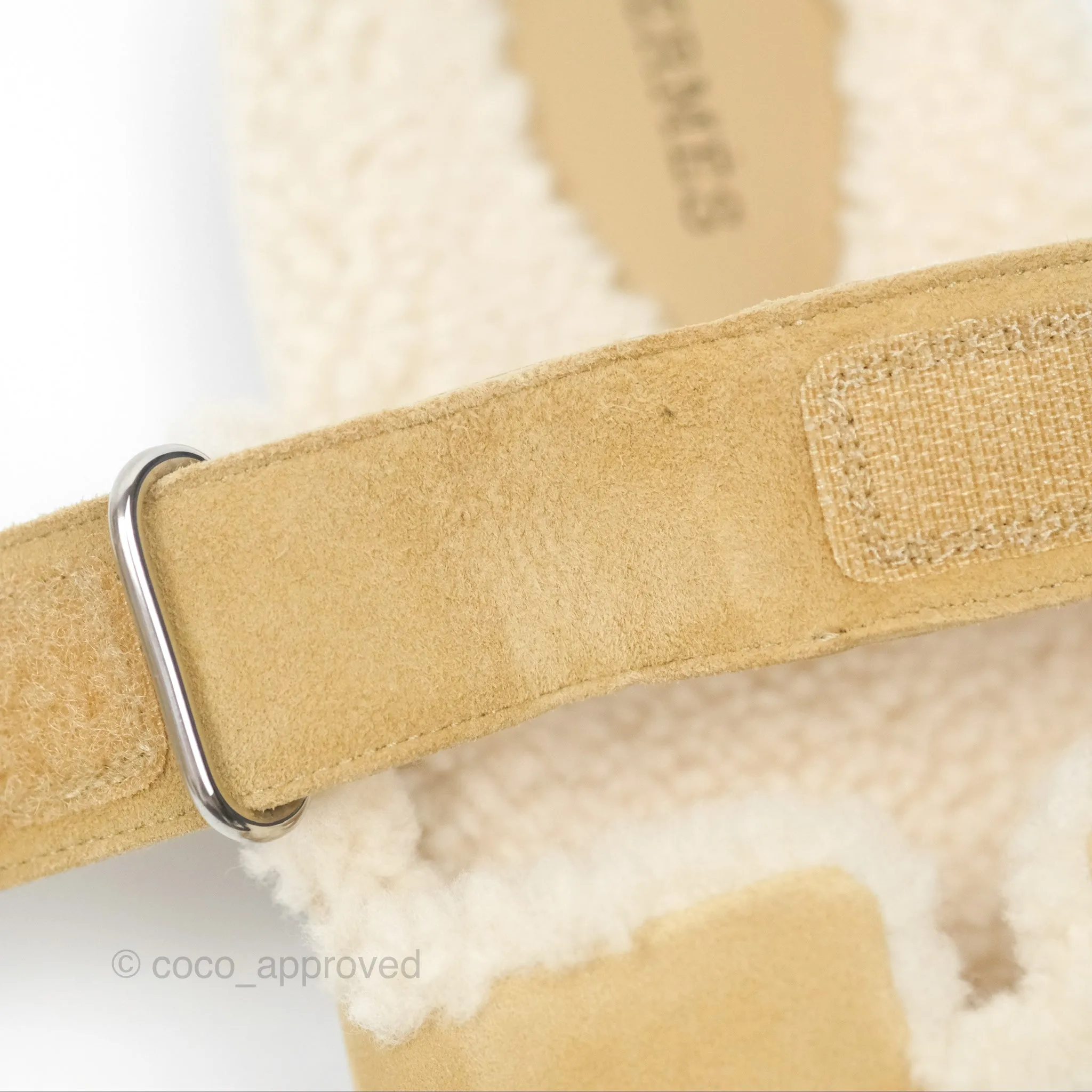 Hermès Chypre Sandal Shearling Beige Albâtre / Écru Suede Goatskin