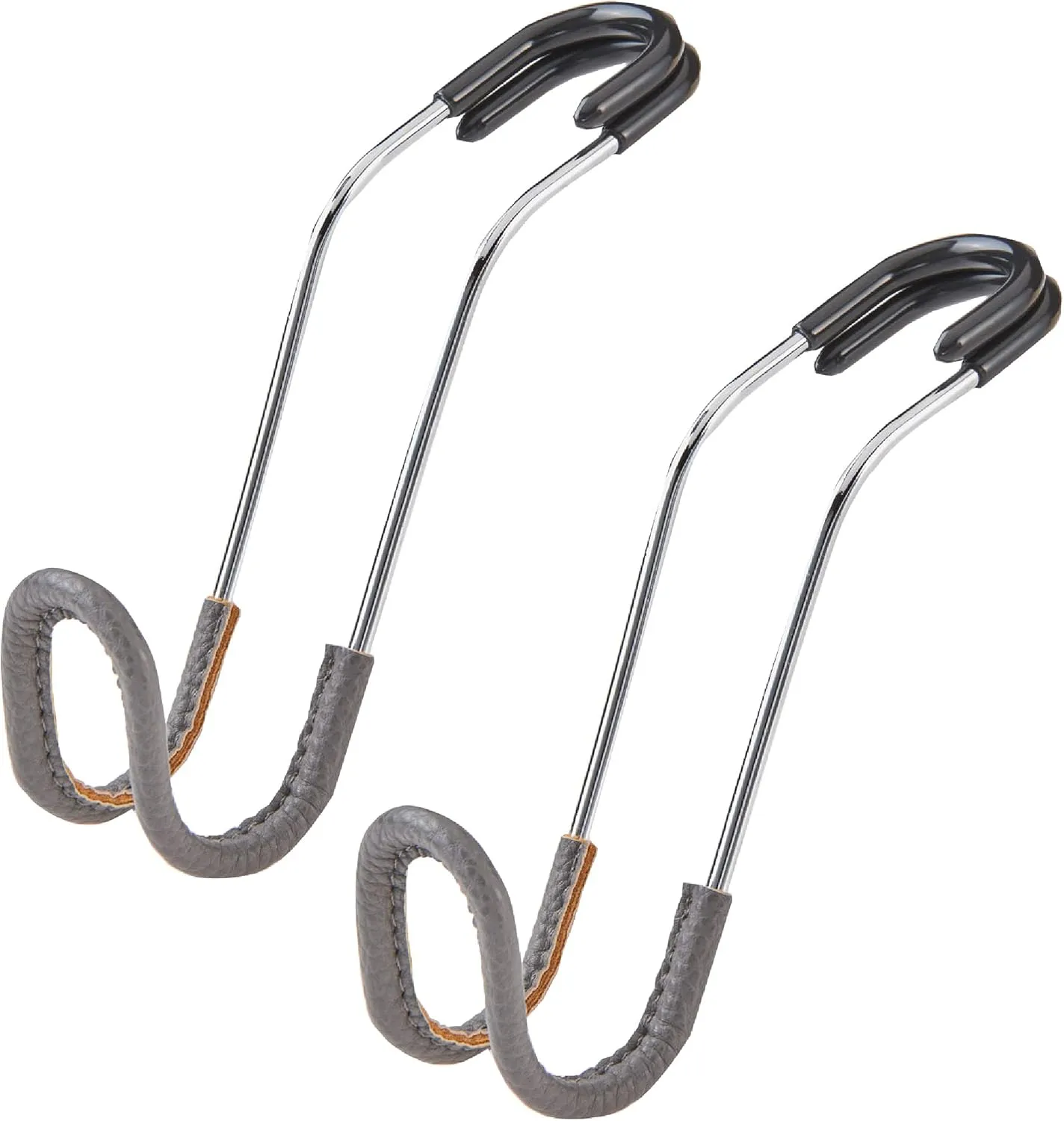High Road Car Hooks for Purses and Bags with Leather Trim - Unbreakable Headrest Car Hooks for Large Purse Straps and Heavy Bags up to 40 lbs - Secure Attachment Loops Fit All Headrest Posts, 2-Pack