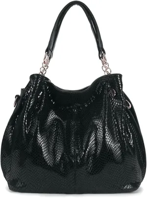 Hobo Bag for Women Large Capacity Snake Pattern Tote Ladies Tassel Pendant Purse Vegan Leather Shoulder Bags