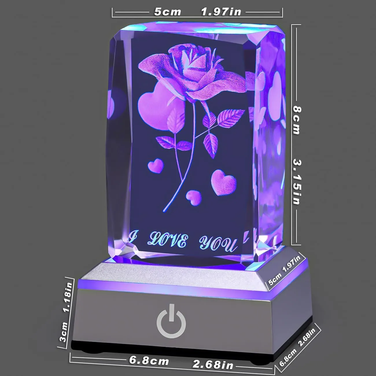 hochance 3D Rose Crystal Multicolor Nightlight - I Love You Decolamp,Perfect Valentines Gift Ideas for Her My Girlfriend Wife Mom - Unique Anniversary Birthday Presents