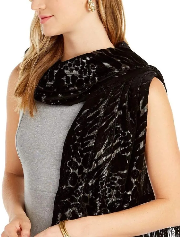 INC International Concepts Animal-Print Metalic Shine Velvet Wrap