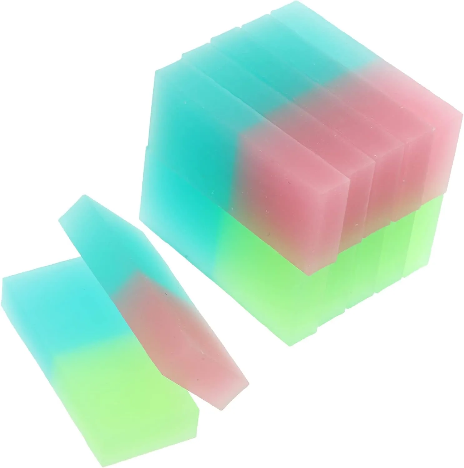 Jelly Square Eraser 12pcs Big Erasers for Boys and Girls Pastel Erasers Kawaii Design Safe PVC Material