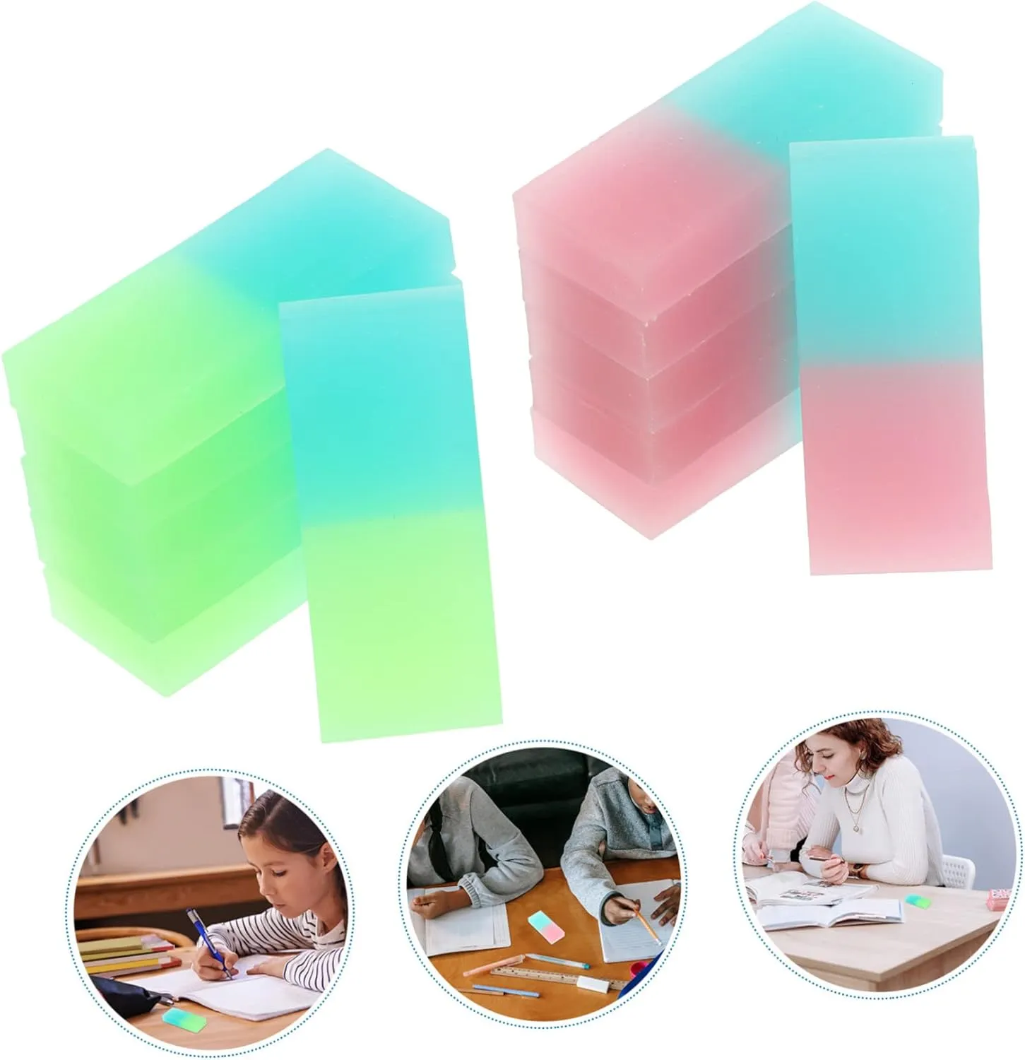 Jelly Square Eraser 12pcs Big Erasers for Boys and Girls Pastel Erasers Kawaii Design Safe PVC Material