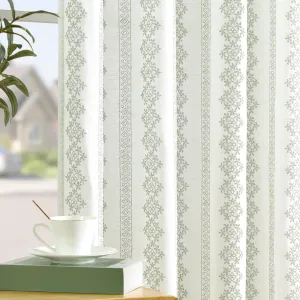 jinchan Boho Linen Blend Curtains 84 Inch Long Country Farmhouse Living Room Window Treatments Sage Green on White Print Rod Pocket Back Tab Geometric Light Filtering Drapes 2 Panels