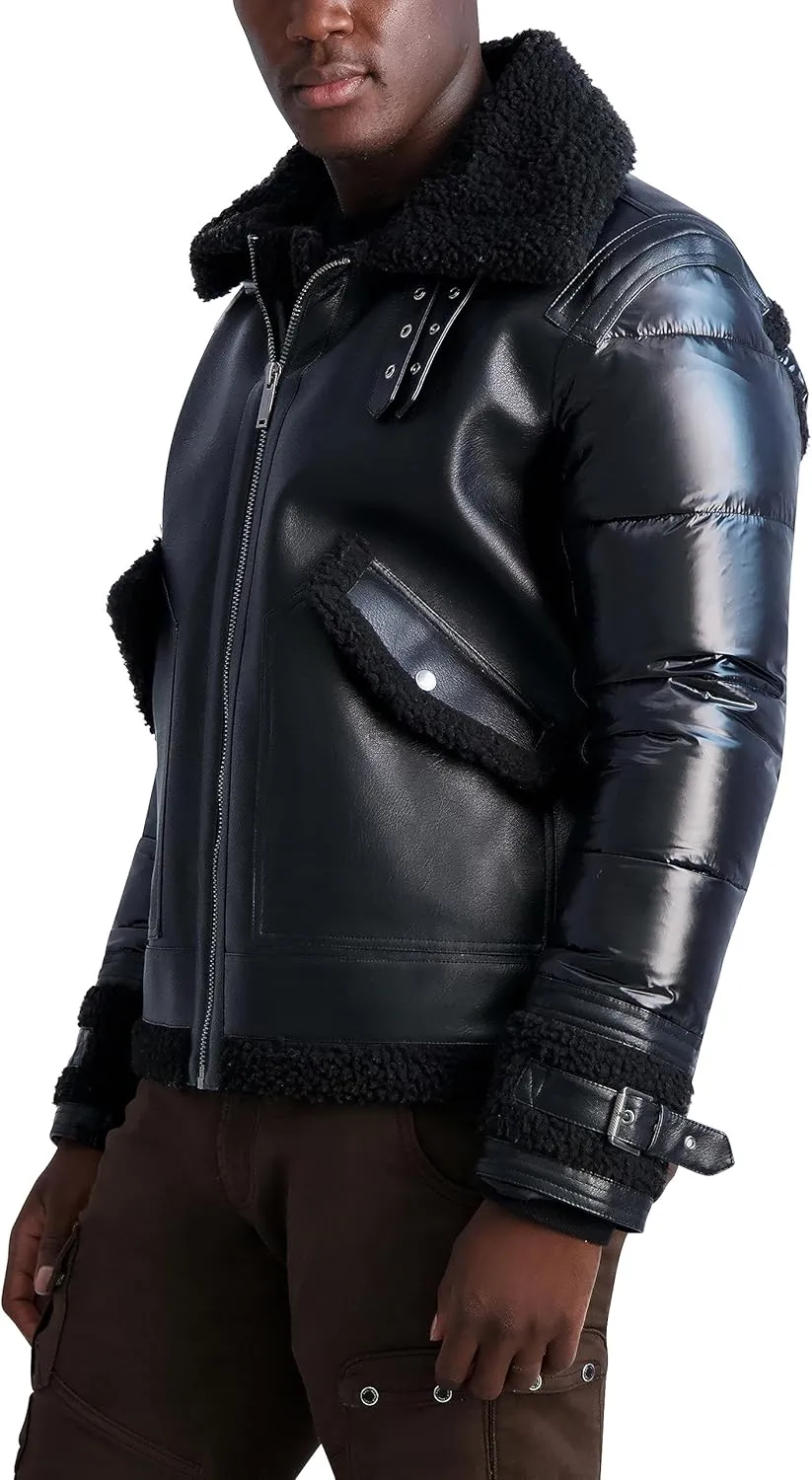 Karl Lagerfeld Paris Men's Faux Shearling Aviator Jacket