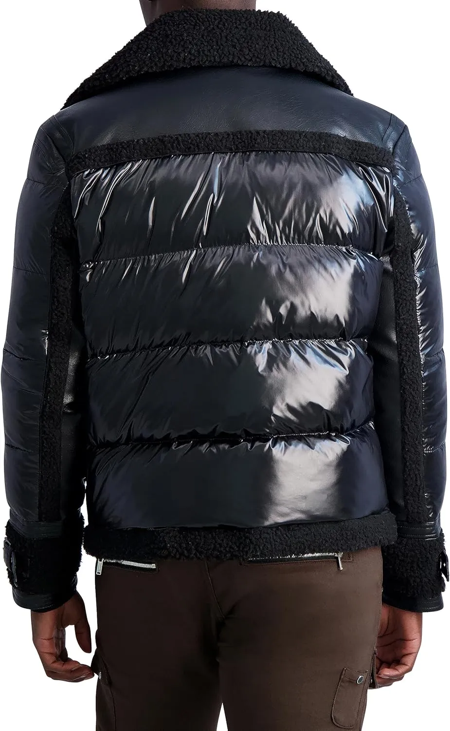 Karl Lagerfeld Paris Men's Faux Shearling Aviator Jacket