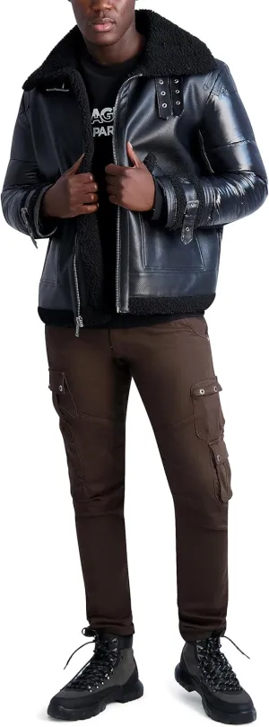 Karl Lagerfeld Paris Men's Faux Shearling Aviator Jacket