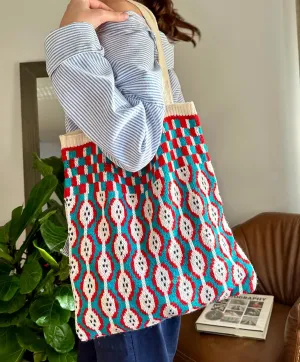 KetaStyle Aesthetic Crochet Tote Bag for Women Cute Crochet Tote Bag Knit Bag, 40 cm x 36 cm (15.7 inches x 14 inches)