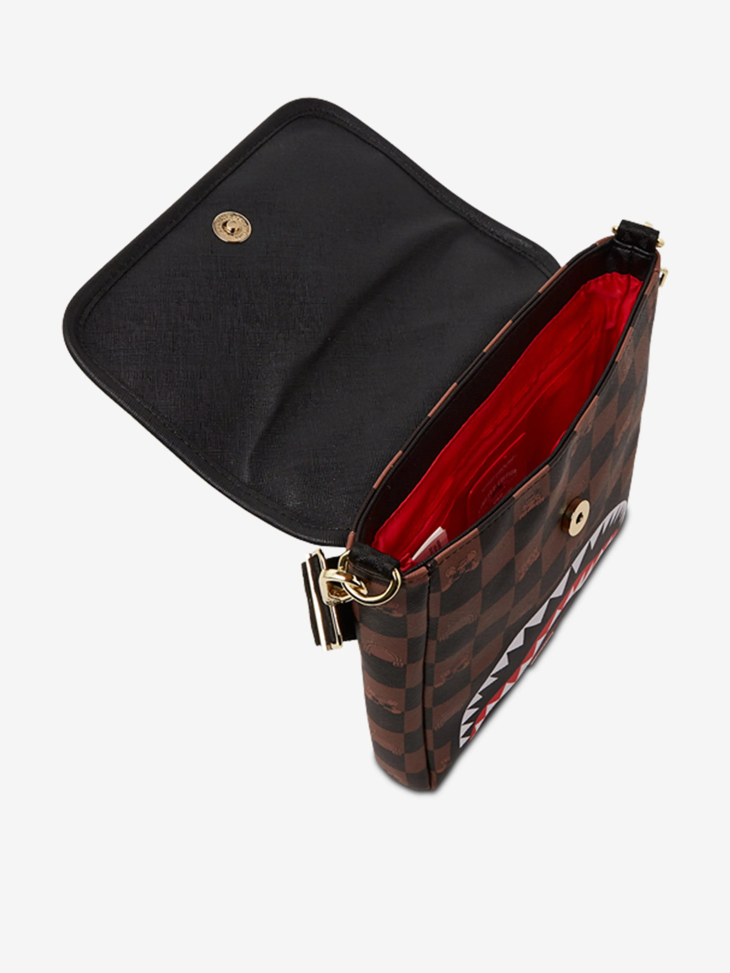 Kids Peeking Character Check Messenger Sling Bag in Brown (25.5cm)