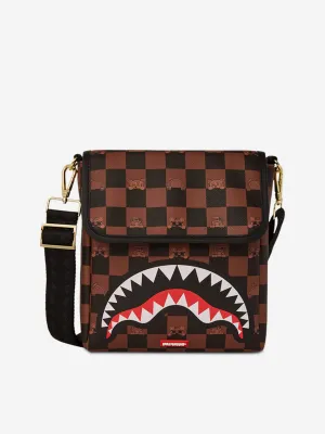 Kids Peeking Character Check Messenger Sling Bag in Brown (25.5cm)