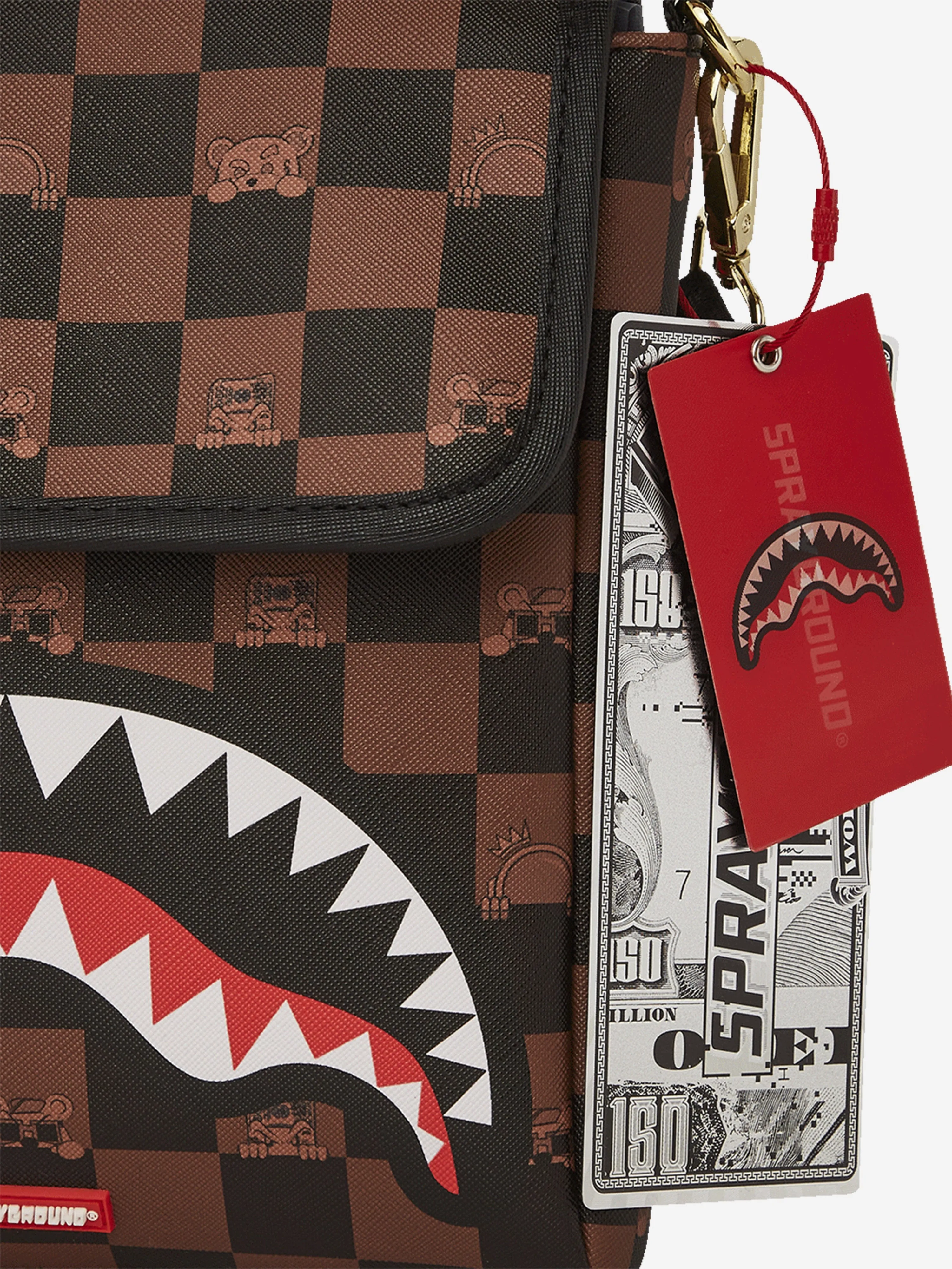 Kids Peeking Character Check Messenger Sling Bag in Brown (25.5cm)