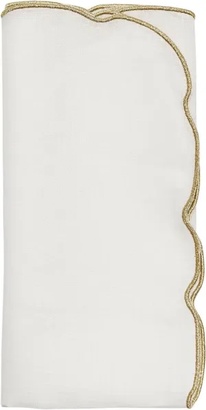 Kim Seybert Luminance Napkin in White & Gold, Set of 4
