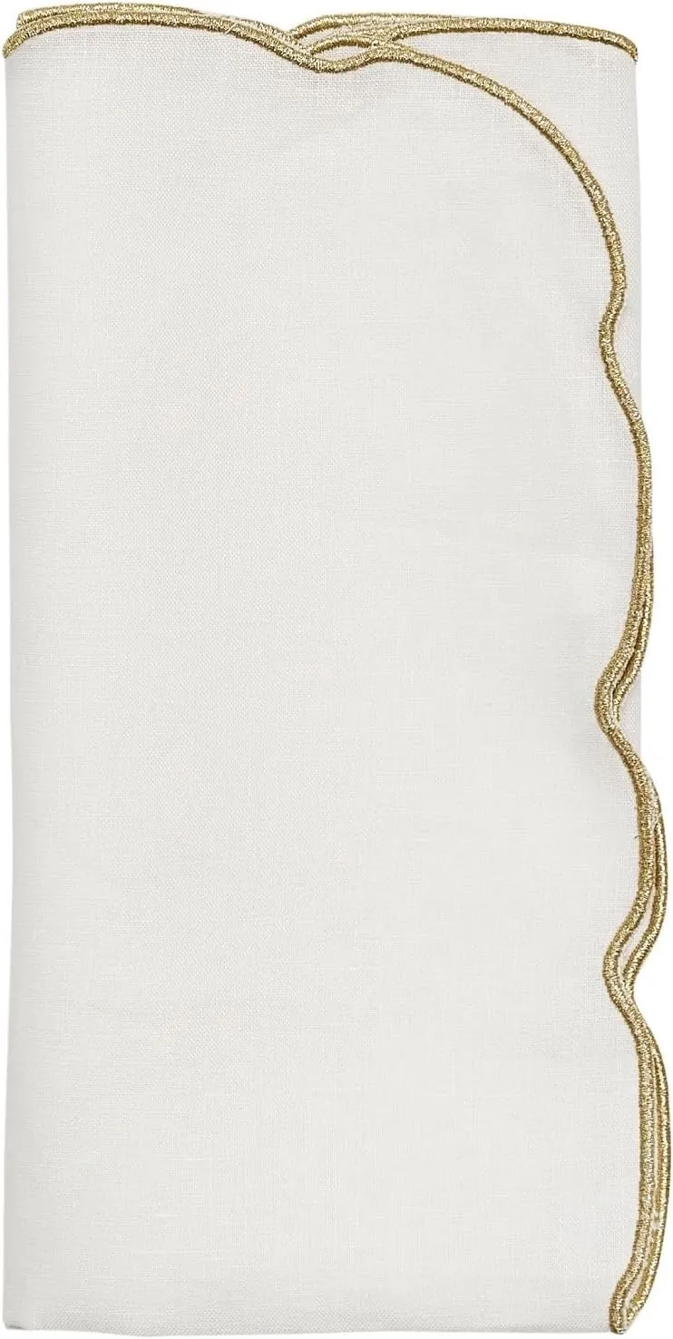 Kim Seybert Luminance Napkin in White & Gold, Set of 4