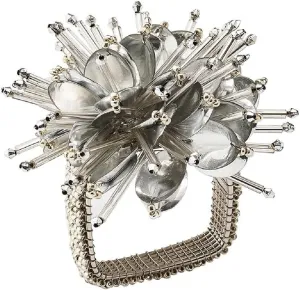 Kim Seybert Starburst Napkin Rings, Silver, Set of 4