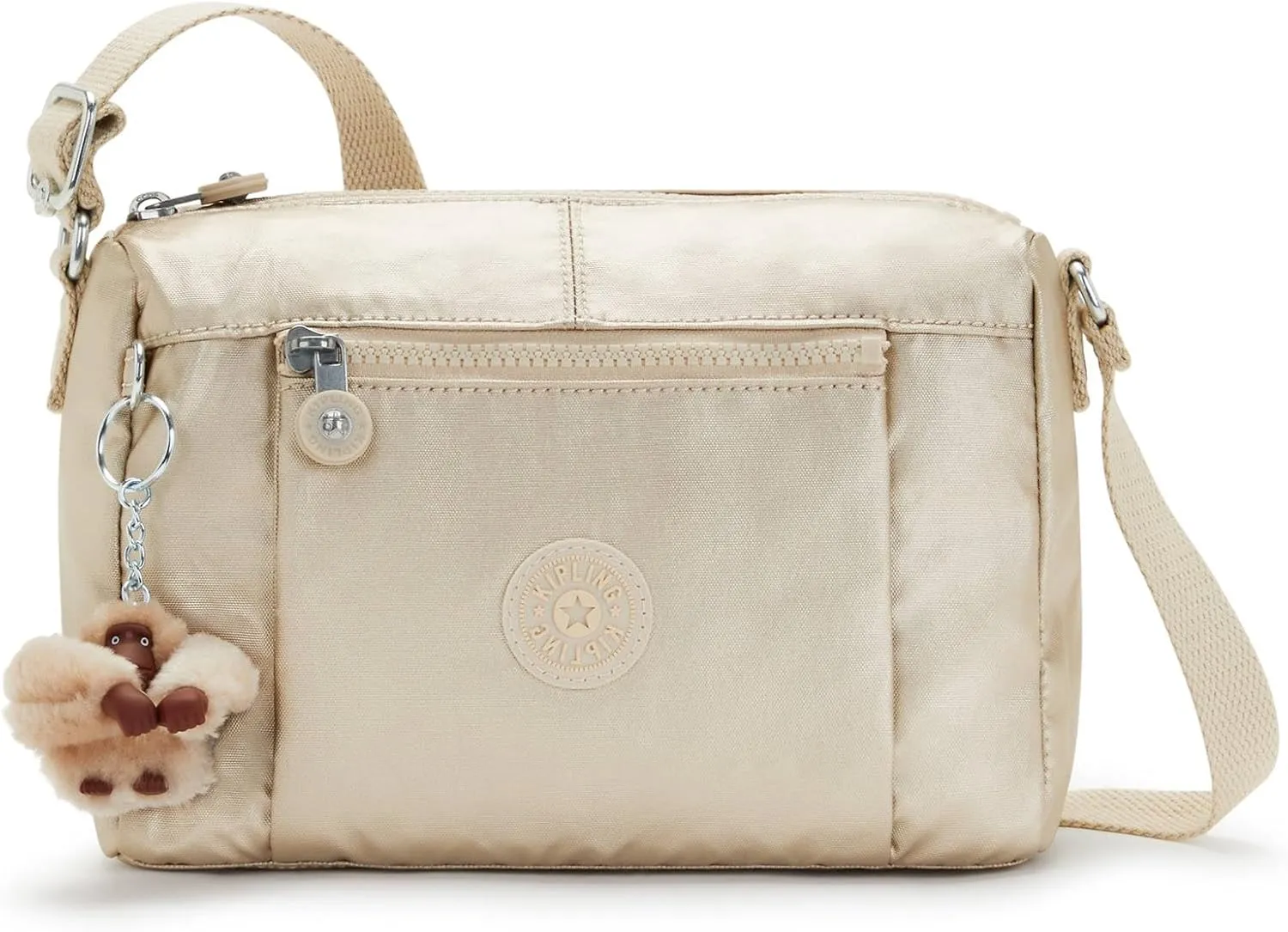 Kipling Wes Metallic Crossbody Bag Starry Gold Metallic