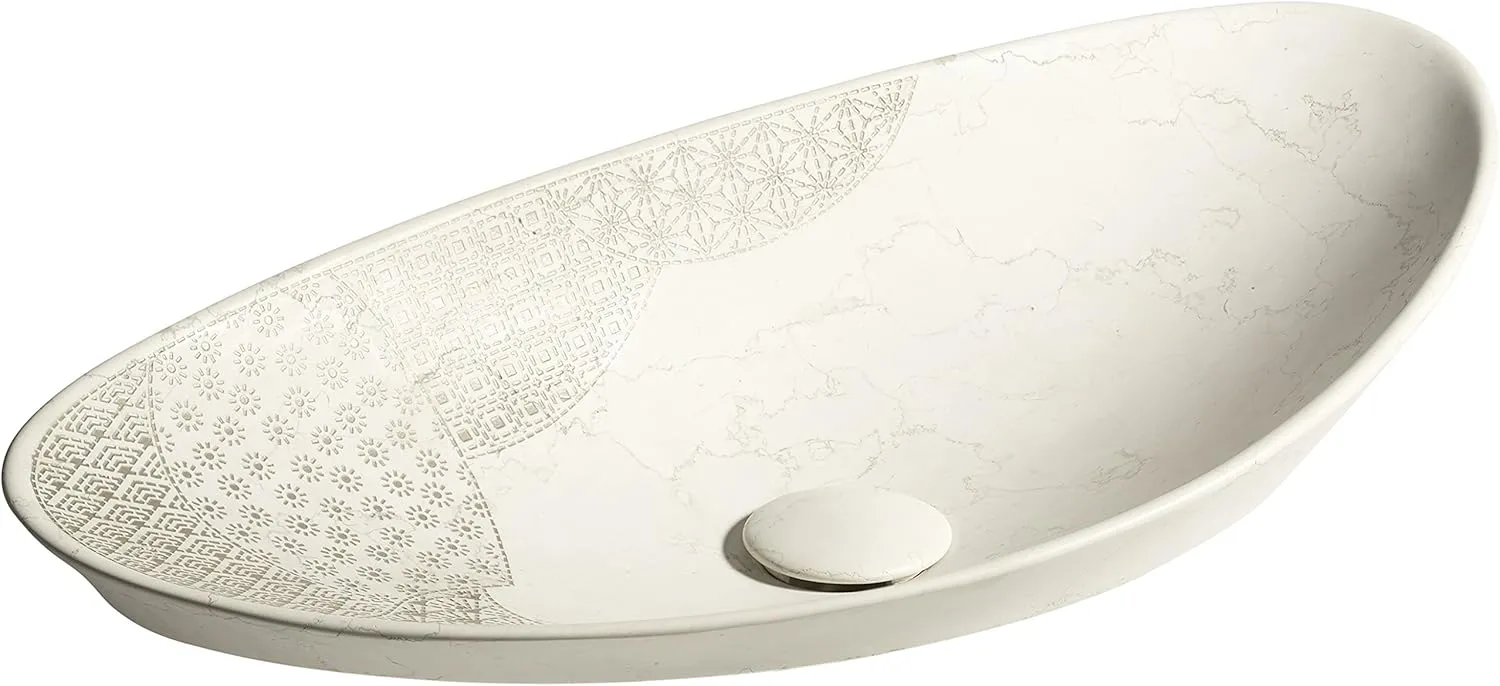 KOHLER K-8325-CS6 Kensho, ARTIST EDITIONS Asymmetrical Oval Vessel Bathroom Sink, Biancone