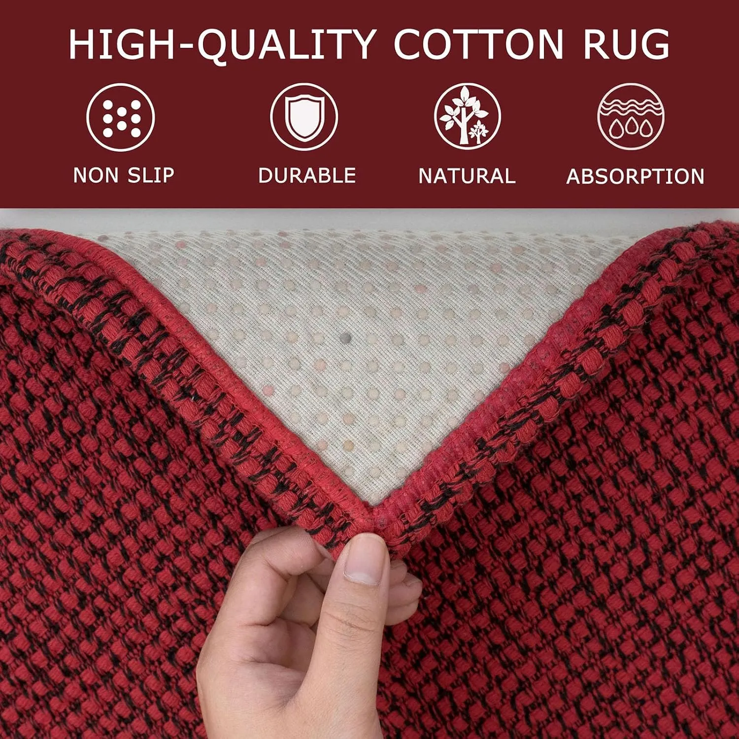 KOZYFLY Boho Runners for Hallways 2x6 ft Washable Hall Carpet Runner Christmas Halloween Fall Rubber Backed Kitchen Rug Red Cotton Entryway Runner Rugs Floor Runner for Indoor Hallway Bedroom Kitchen