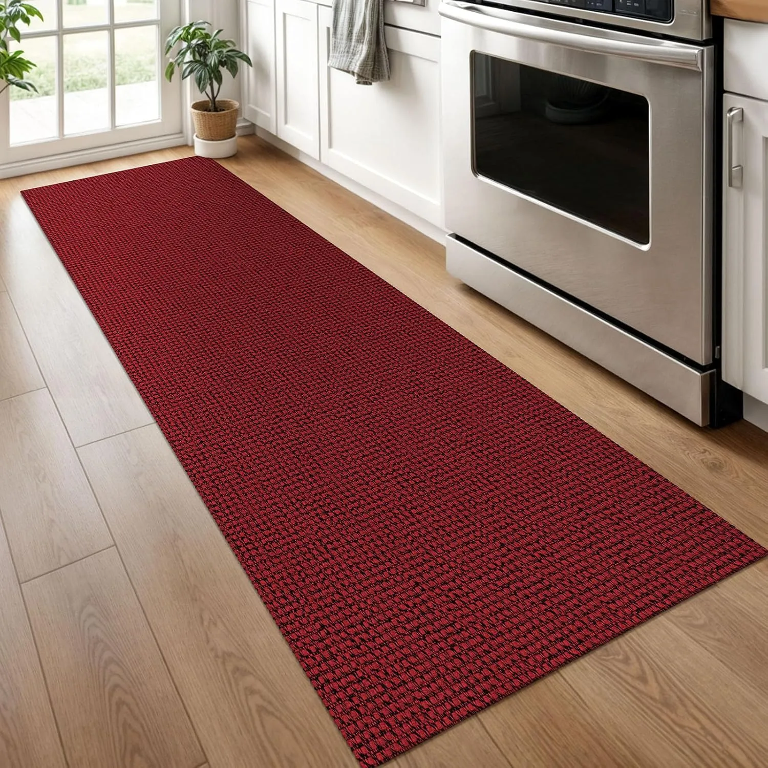 KOZYFLY Boho Runners for Hallways 2x6 ft Washable Hall Carpet Runner Christmas Halloween Fall Rubber Backed Kitchen Rug Red Cotton Entryway Runner Rugs Floor Runner for Indoor Hallway Bedroom Kitchen