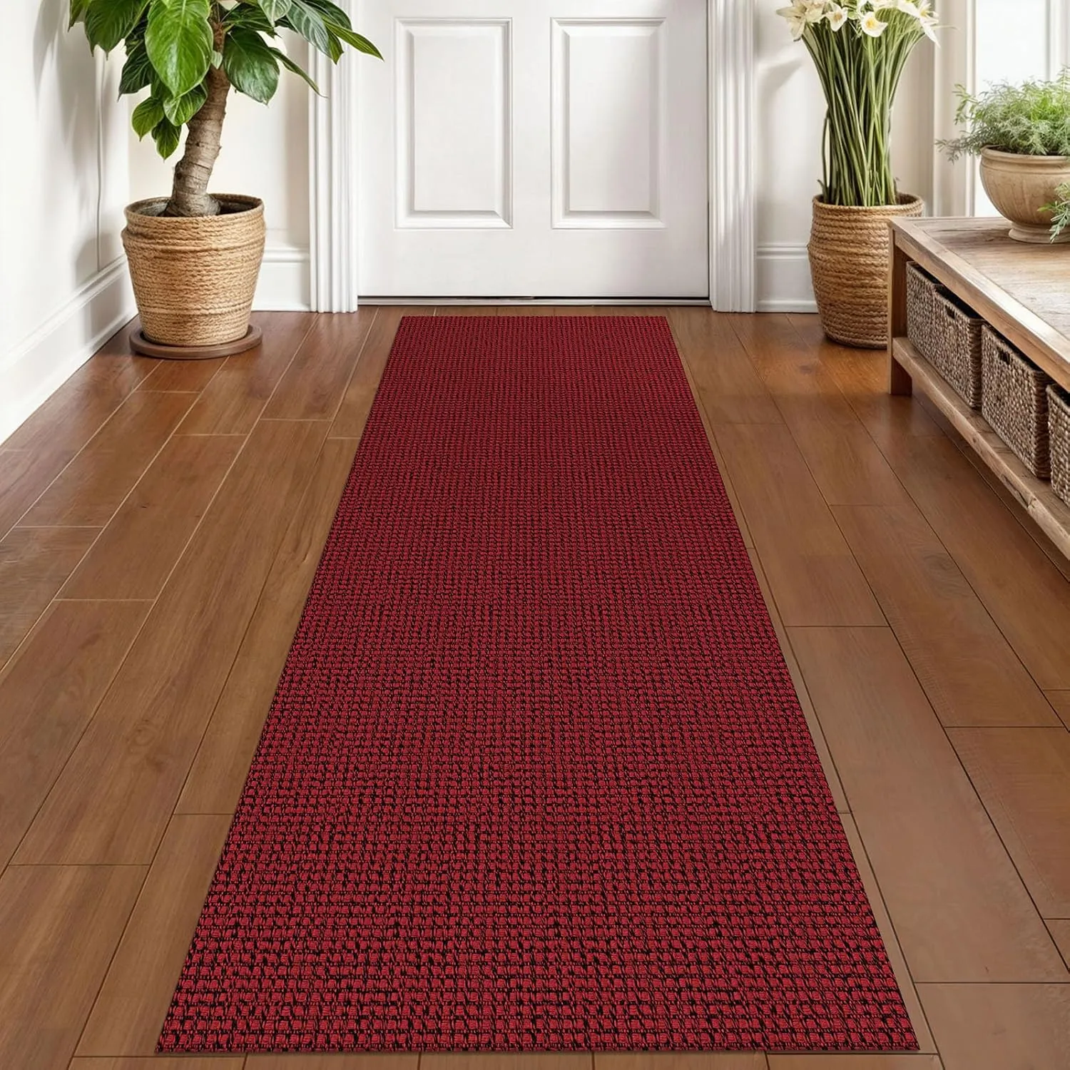 KOZYFLY Boho Runners for Hallways 2x6 ft Washable Hall Carpet Runner Christmas Halloween Fall Rubber Backed Kitchen Rug Red Cotton Entryway Runner Rugs Floor Runner for Indoor Hallway Bedroom Kitchen