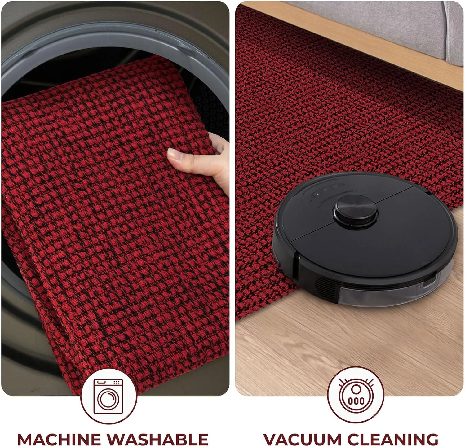KOZYFLY Boho Runners for Hallways 2x6 ft Washable Hall Carpet Runner Christmas Halloween Fall Rubber Backed Kitchen Rug Red Cotton Entryway Runner Rugs Floor Runner for Indoor Hallway Bedroom Kitchen